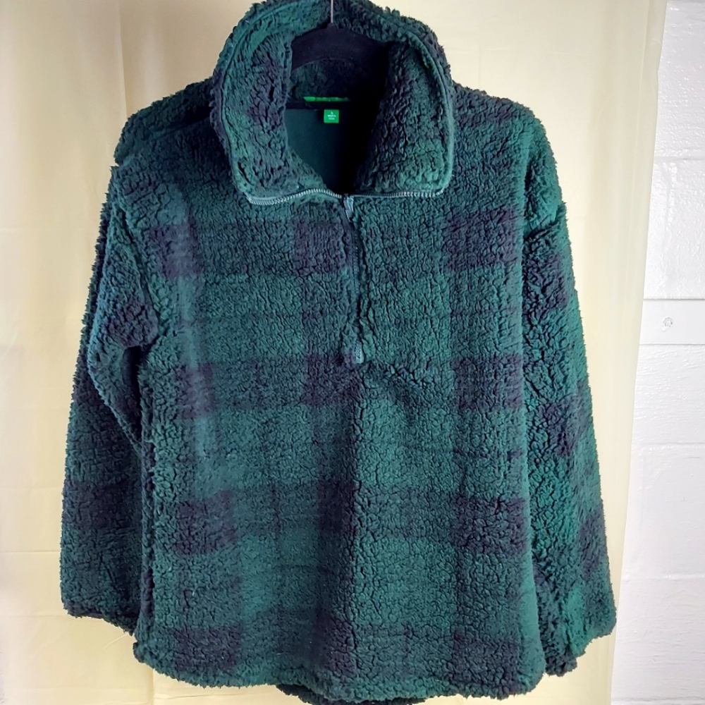 Quarter Zip Pullover Buffalo Plaid Women Size Small